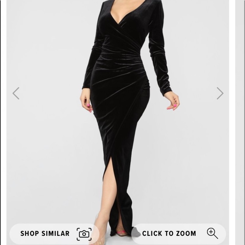 Plus size black velvet dress from Fashion Nova